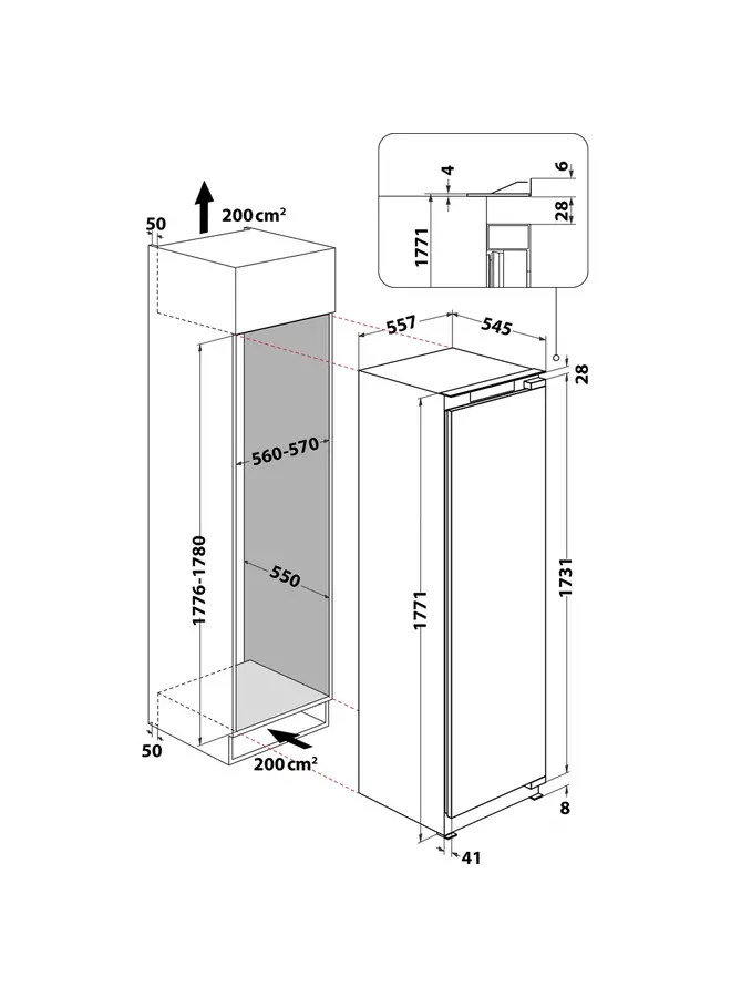 Bauknecht  KSI 18GF2 P inbouw koelkast 178 cm