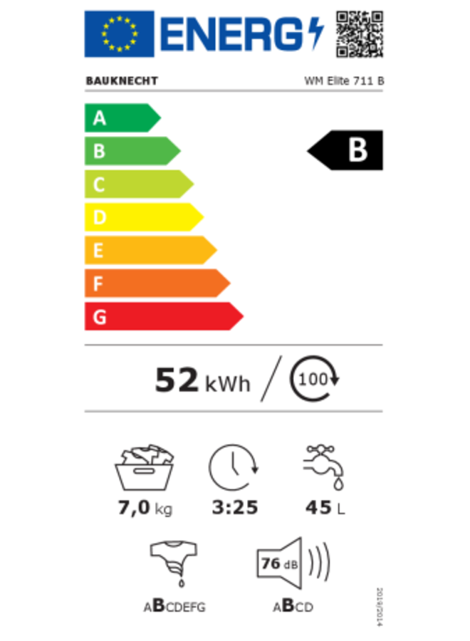 Bauknecht WM Elite 711 B wasmachine Steam