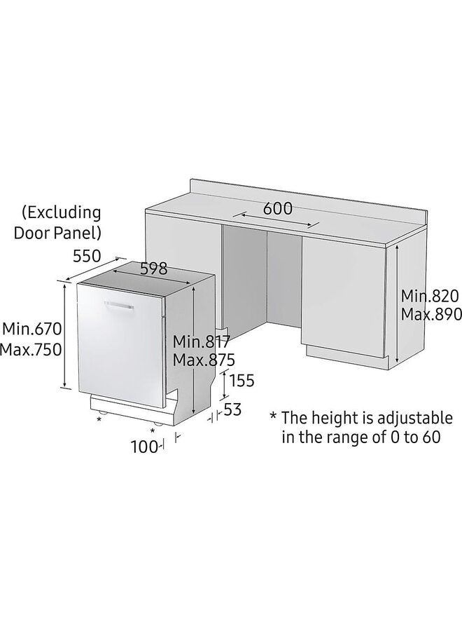 Samsung DW60M6040BB/EU inbouw vaatwasser