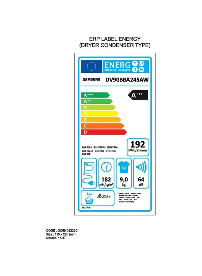 Samsung DV90BBA245AWEU warmtepompdroger 9 kg