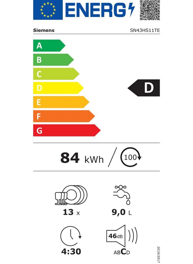 Siemens SN43HS11TE onderbouw vaatwasser
