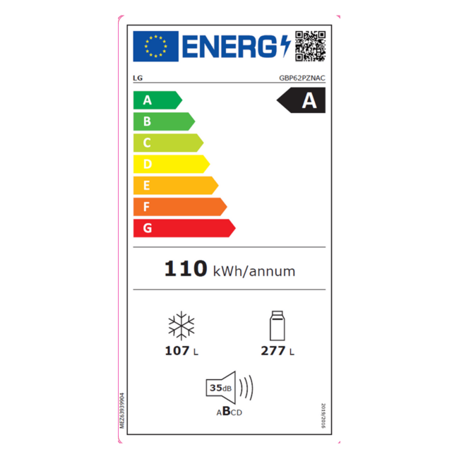 LG GBP62PZNAC | Koelvriescombinatie | Energielabel A | RVS