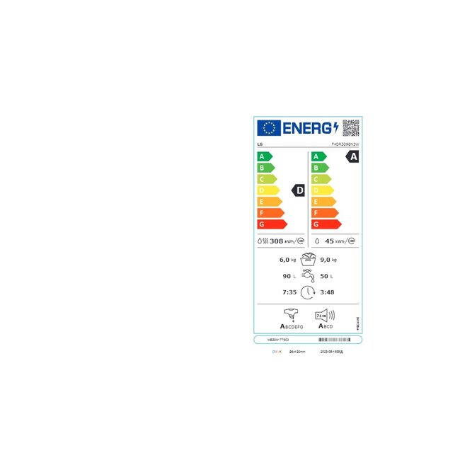 LG F4DR3096N3W wasdroogcombinatie 9 kg