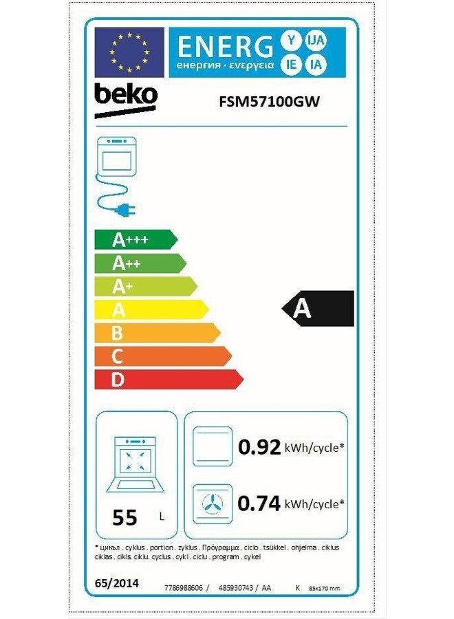 Beko FSM57100GW | Keramisch fornuis | 50 cm | SteamShine