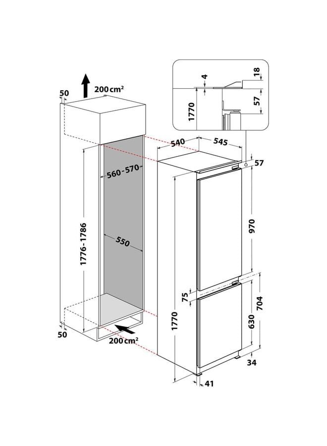 Bauknecht KGIS 18S2 | Inbouw koelvriescombinatie |  178 cm | Sleepdeur