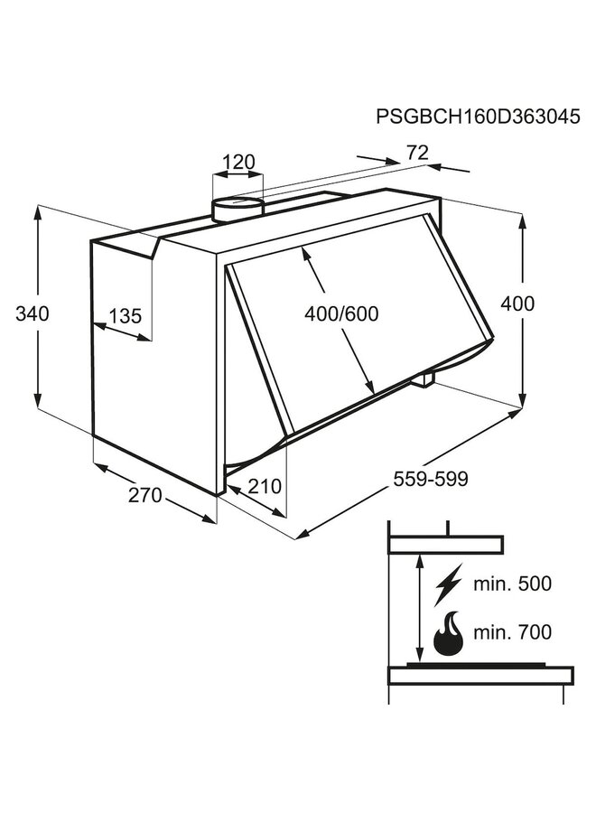 AEG DEB2531S | Inbouw afzuigkap | Onderbouw