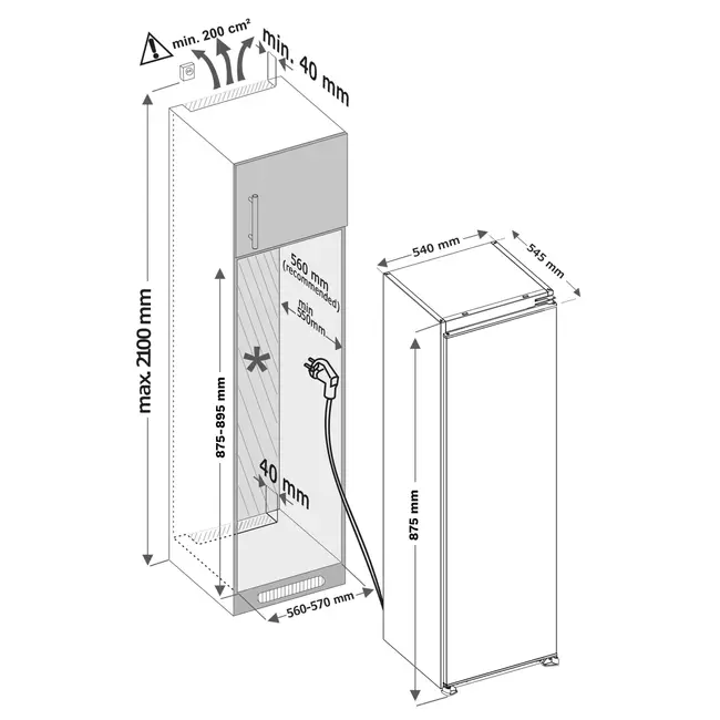 Inventum IKK0882S inbouw koelkast 88 cm