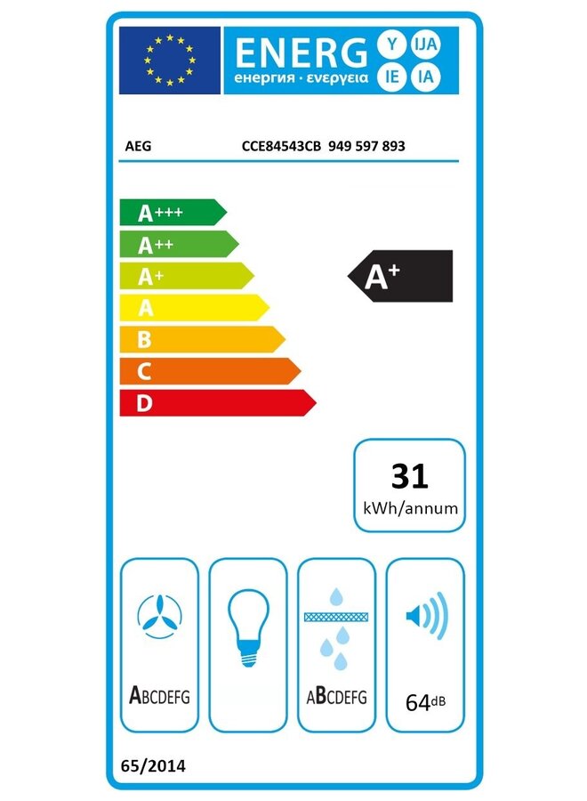 AEG CCE84543CB inductiekookplaat met afzuiging 80 cm