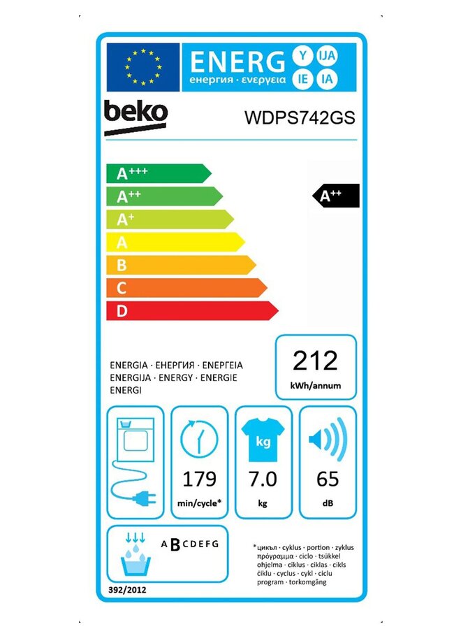 Beko WDPS742GS warmtepompdroger A++