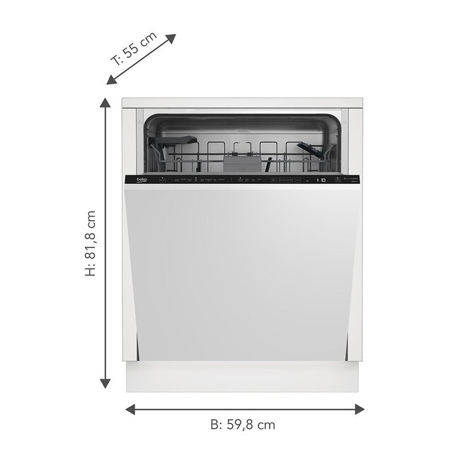 Beko BDIN3844M0 | inbouw vaatwasser | 60 cm | LedSpot | SelfDry