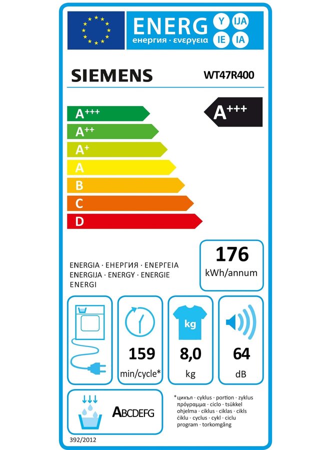 Siemens WT47R400 warmtepompdroger 8 kg A+++