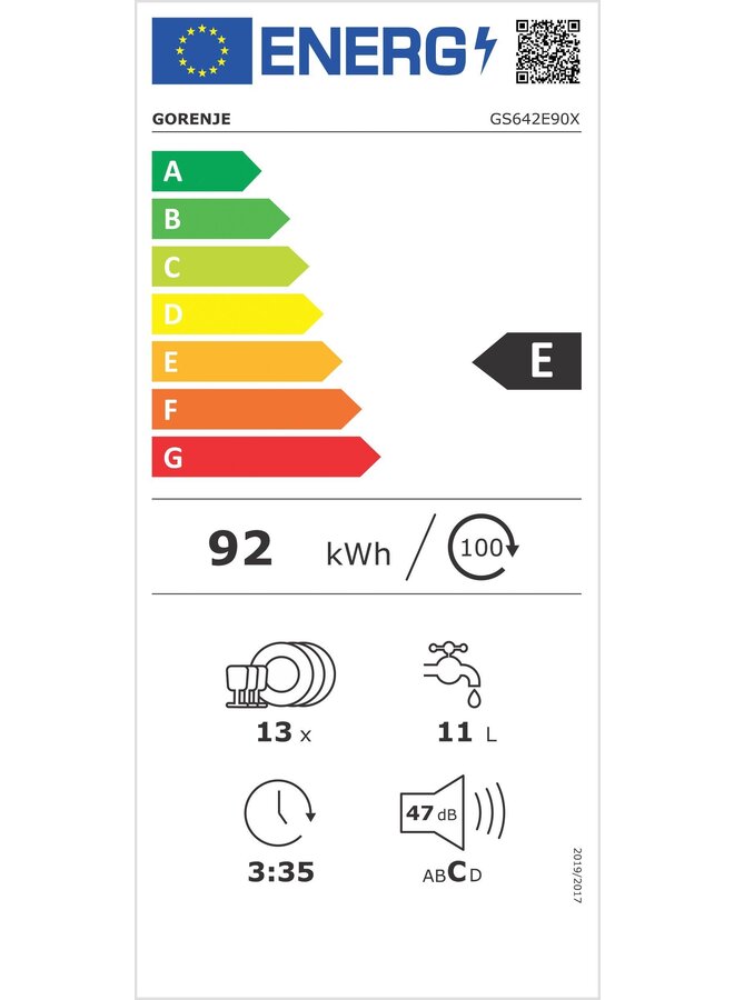 Gorenje GS642E90X vrijstaande vaatwasser