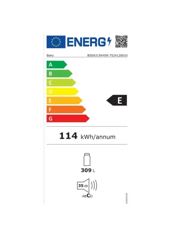 Beko BSSA315K4SN inbouw koelkast 178 cm