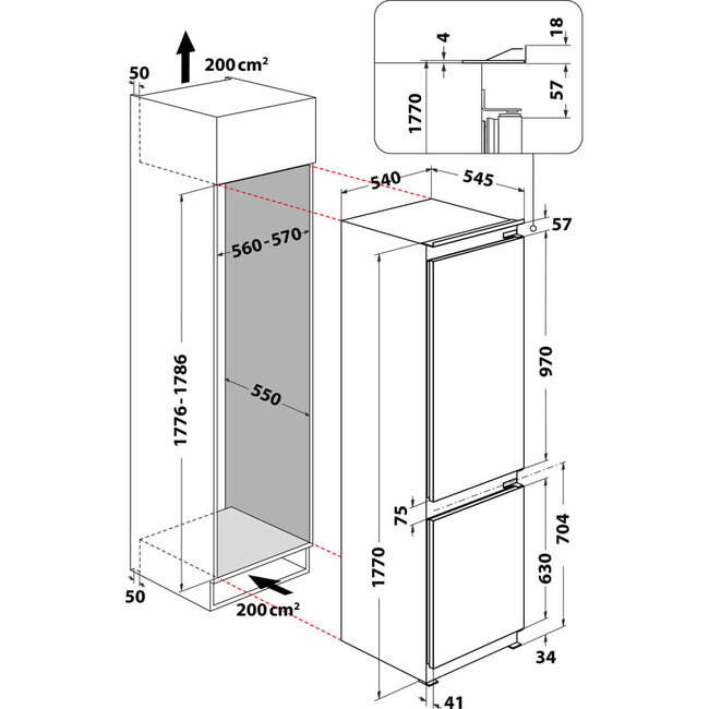 Bauknecht KGIL 18S1 inbouw koelvriescombinatie | 178 cm