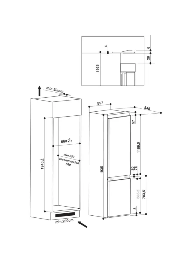 Bauknecht Bauknecht KGIS 20F2 P | Inbouw koelvriescombinatie | 194 cm | Deur op deur