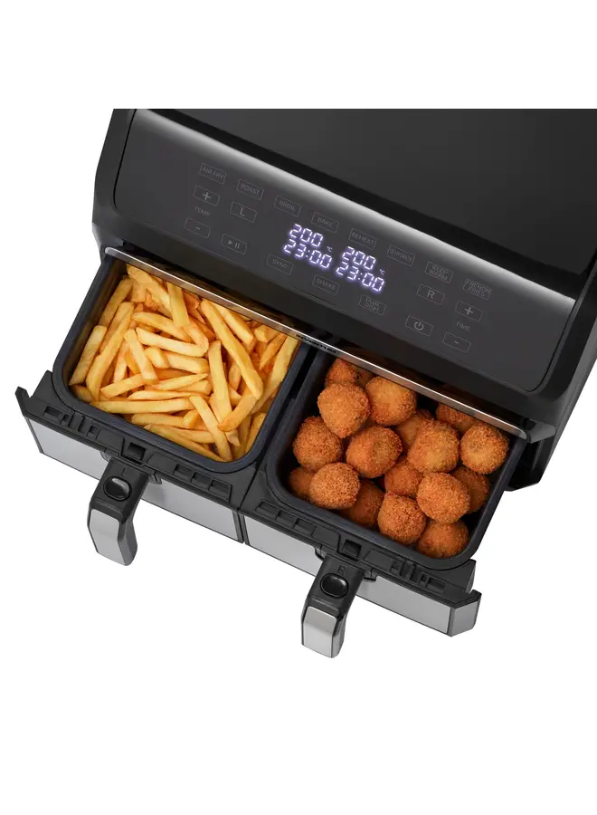 Inventum GF800HLD Airfryer - Inhoud 2x4 liter - Zwart/RVS