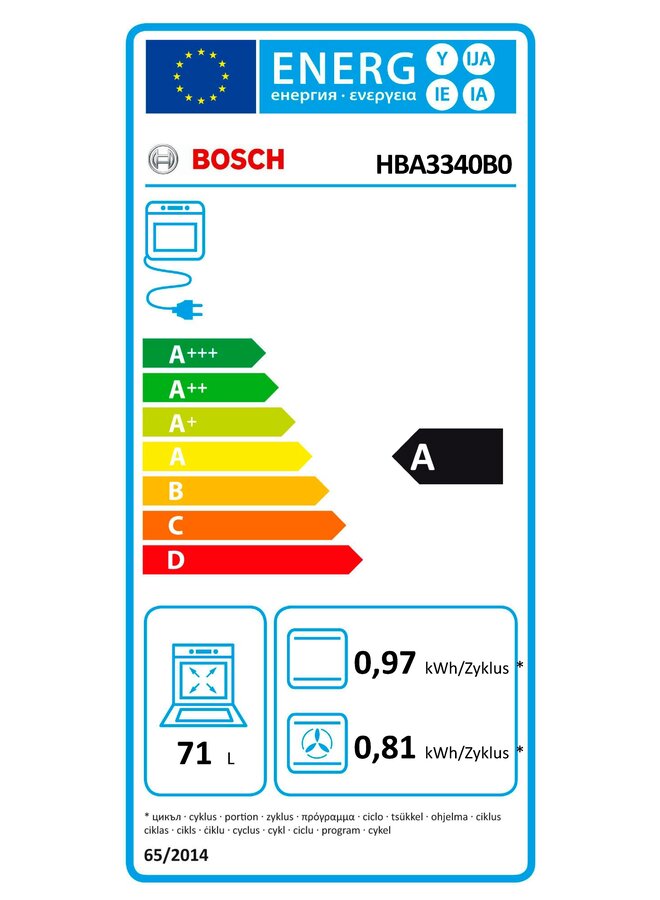 Bosch HBA3340B0 inbouw oven Zwart