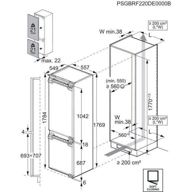 AEG EK9C18C1 |  Inbouw koelvriescombinatie | 178 cm