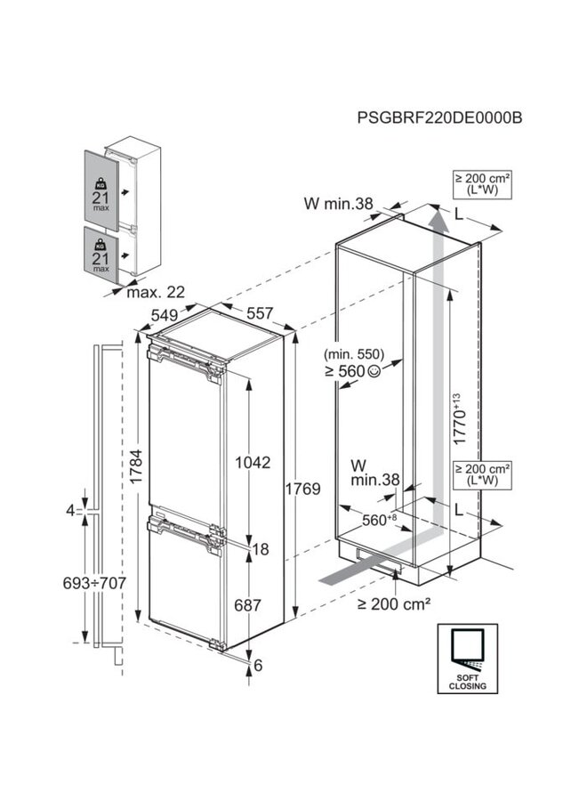 AEG EK9C18C1 | Inbouw koelvriescombinatie | 178 cm