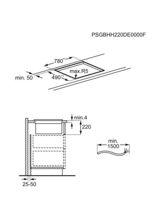 AEG CCE84751XB inductie kookplaat met afzuiging