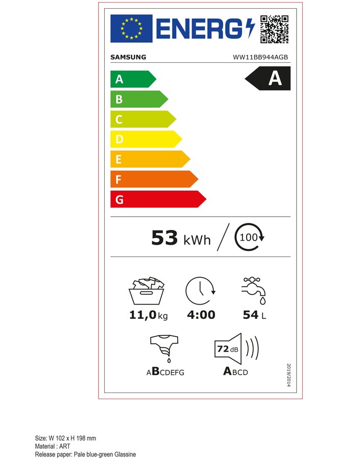 Samsung WW11BB944AGB wasmachine 11 kg