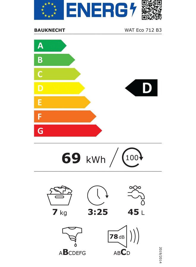 Bauknecht WAT Eco 712 B3 bovenlader wasmachine 7 kg