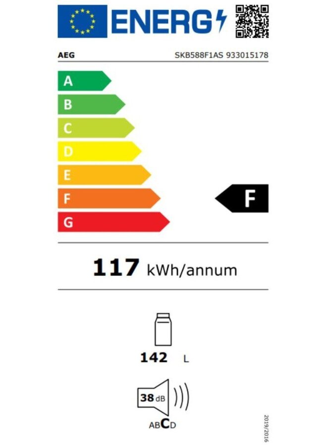 AEG SKB588F1AE inbouwkoelkast 88 cm decorlijst
