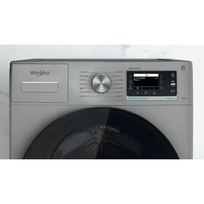 Whirlpool W7 D93SB EE warmtepompdroger 9 kg Zilver