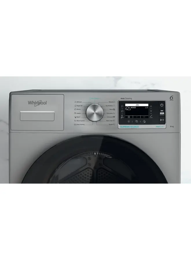Whirlpool W7 D93SB EE warmtepompdroger 9 kg Zilver