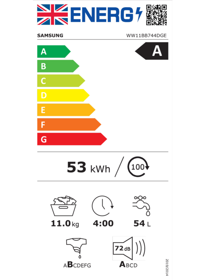 Samsung WW11BB744DGE S1 wasmachine 11 kg Bespoke