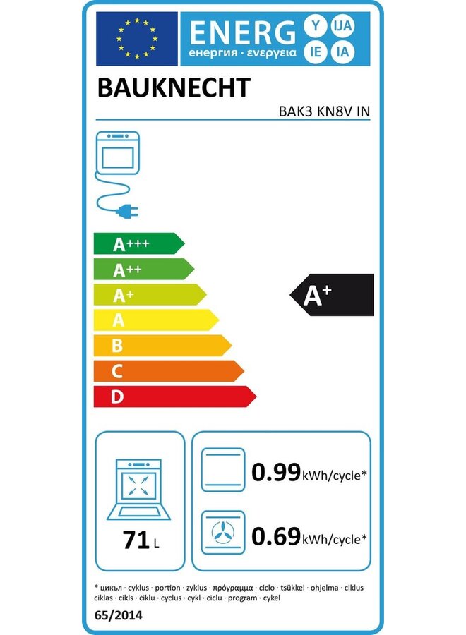 Bauknecht BAK3 KN8V IN inbouw oven RvS