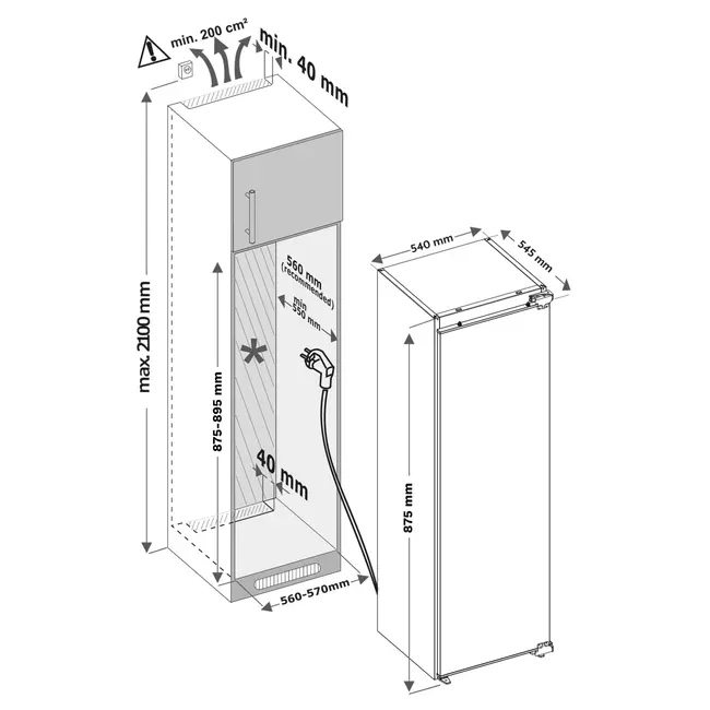 Inventum IKK0882D | Inbouw koelkast | 88 cm | Deur op Deur