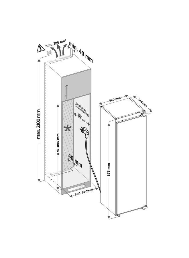 Inventum IKK0882D | Inbouw koelkast | 88 cm | Deur op Deur