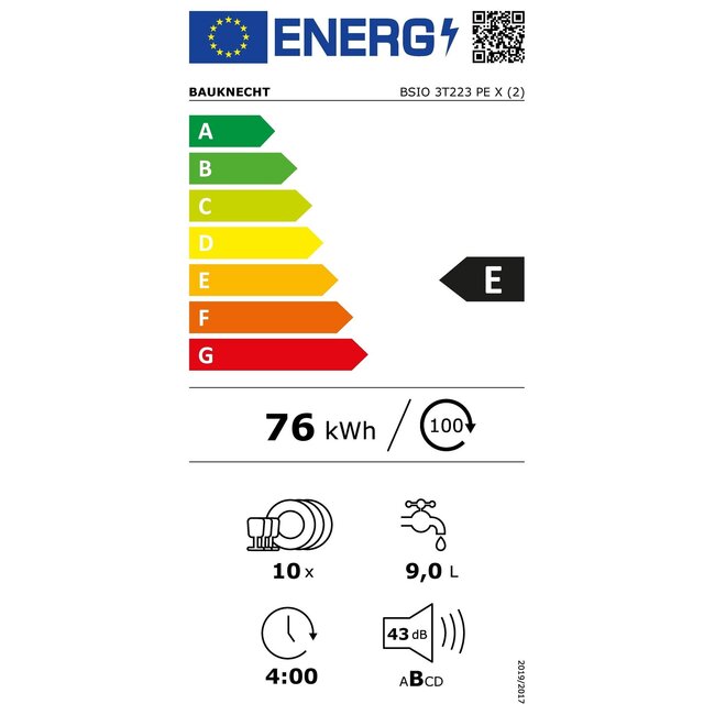 Bauknecht BSIO 3T223 PE X | Inbouw vaatwasser | 45 cm