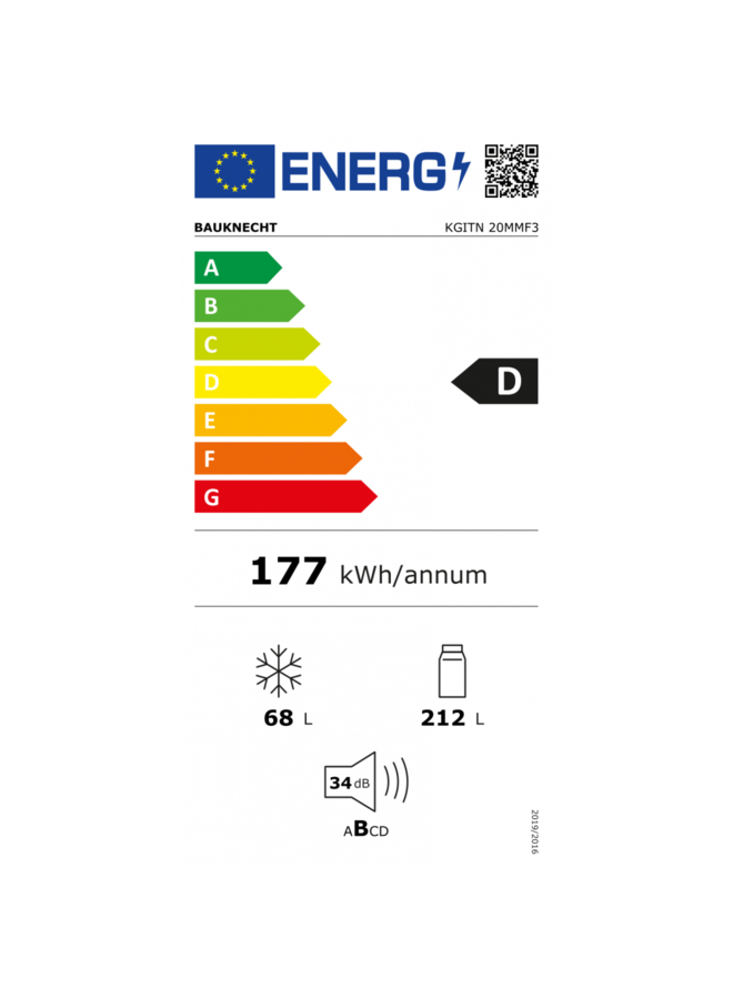 Bauknecht KGTIN 20MMF3 inbouw koelvriescombiantie 193 cm