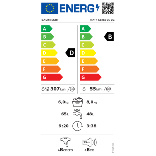 Bauknecht WATK Sense 86 DC | Wasdroogcombinatie  8-6 kg | Steam