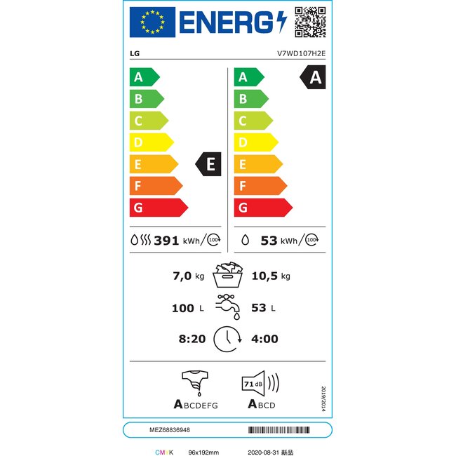 LG V7WD906A wasdroogcombinatie 10.5 kg TurboWash