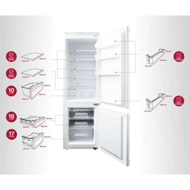 Inventum IKV1782S | Inbouw koelvriescombinatie | 178 cm | Sleepdeur