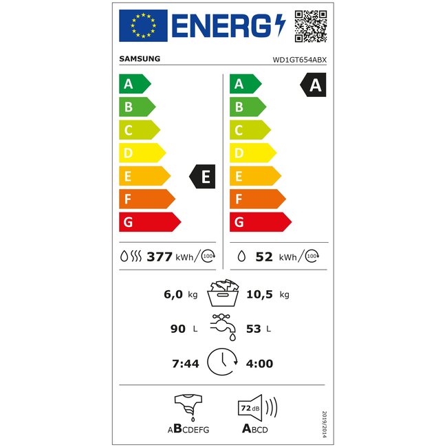 Samsung WD1GT654ABX wasdroogcombinatie 10.5 kg Grey