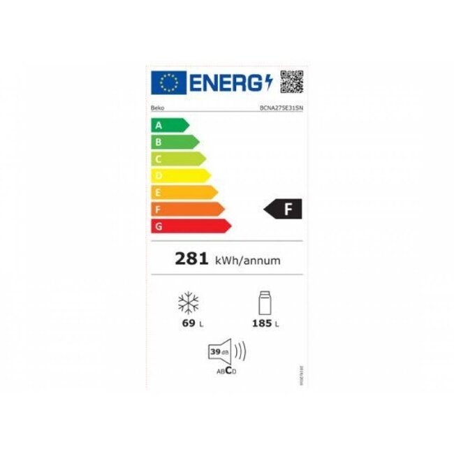 Beko BCNA275K3SN inbouw koelvriescombinatie 178 cm