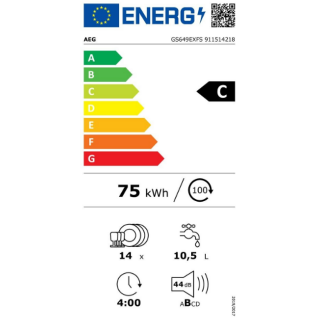 AEG GS649EXFS vrijstaande vaatwasser Airdry