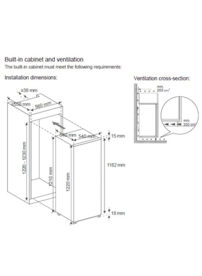 Hanseatic HEKS12254E inbouw koelkast 122 cm