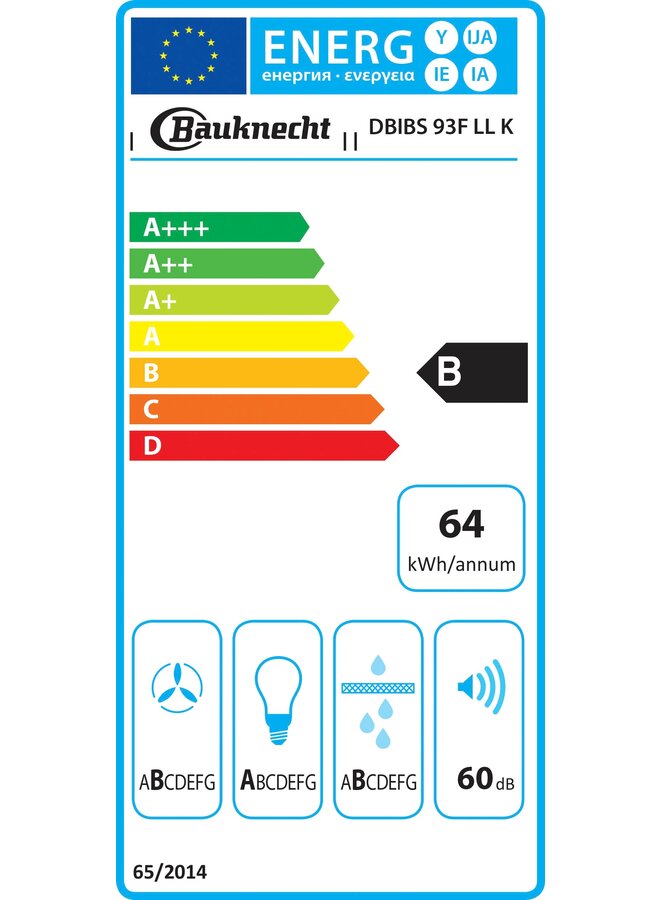 Bauknecht DBIBS 93F LL K afzuigkap | Zwart