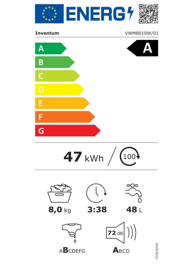 Inventum VWM8010W | Wasmachine | 8 kg | A| Stoom