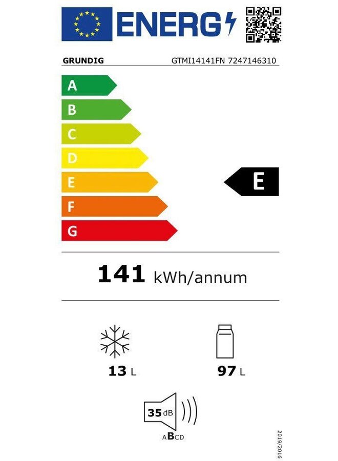 GTMI14141FN | Inbouw koelkast 88 cm | Deur op deur