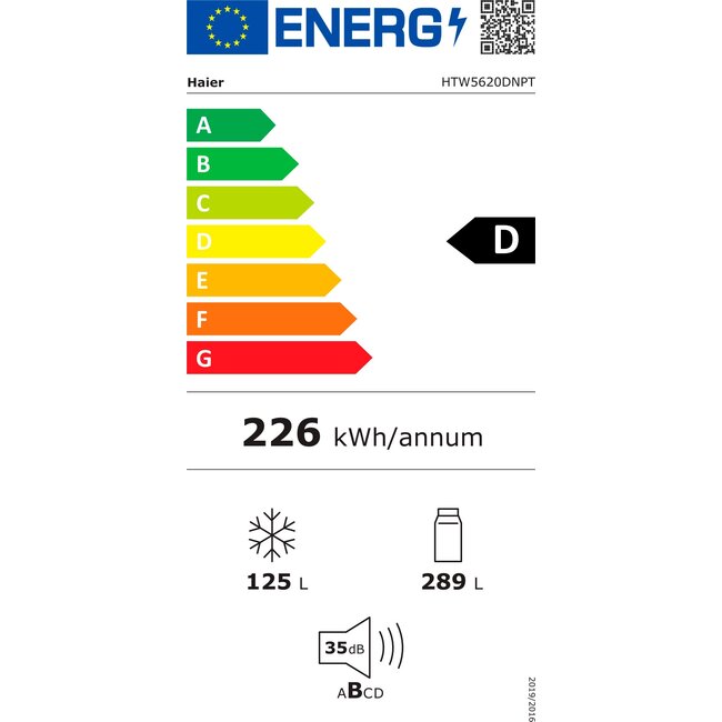 Haier HTW5620DNPT koelvriescombinatie Zwart