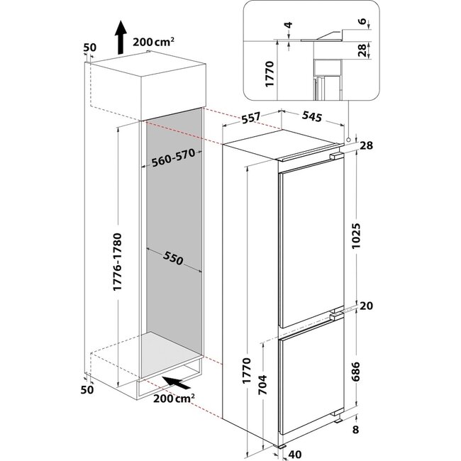 Bauknecht KGTIN 18MMF3 inbouw koelvriescombinatie 178 cm | NoFrost