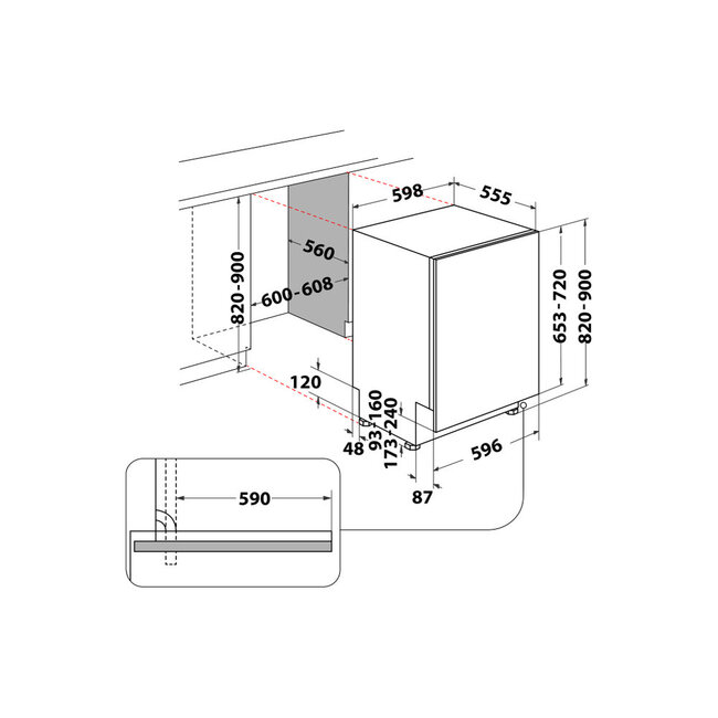 Whirlpool W0I D741A S inbouw vaatwasser | Auto deur opening