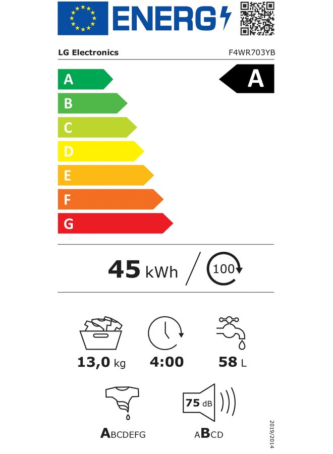 LG F4WR703YB wasmachine 13 kg Zwart