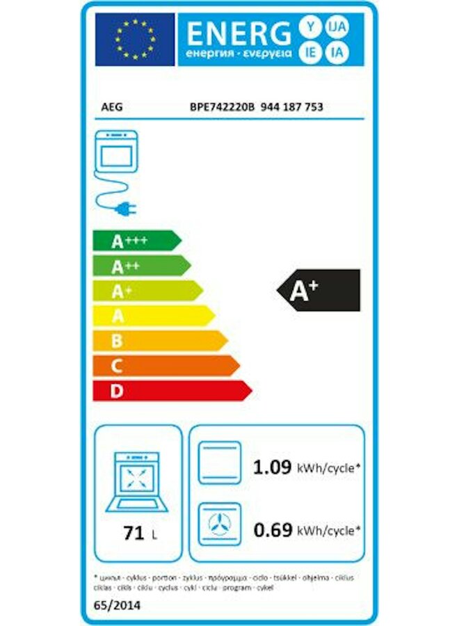AEG BPE742220B inbouw oven | Zwart